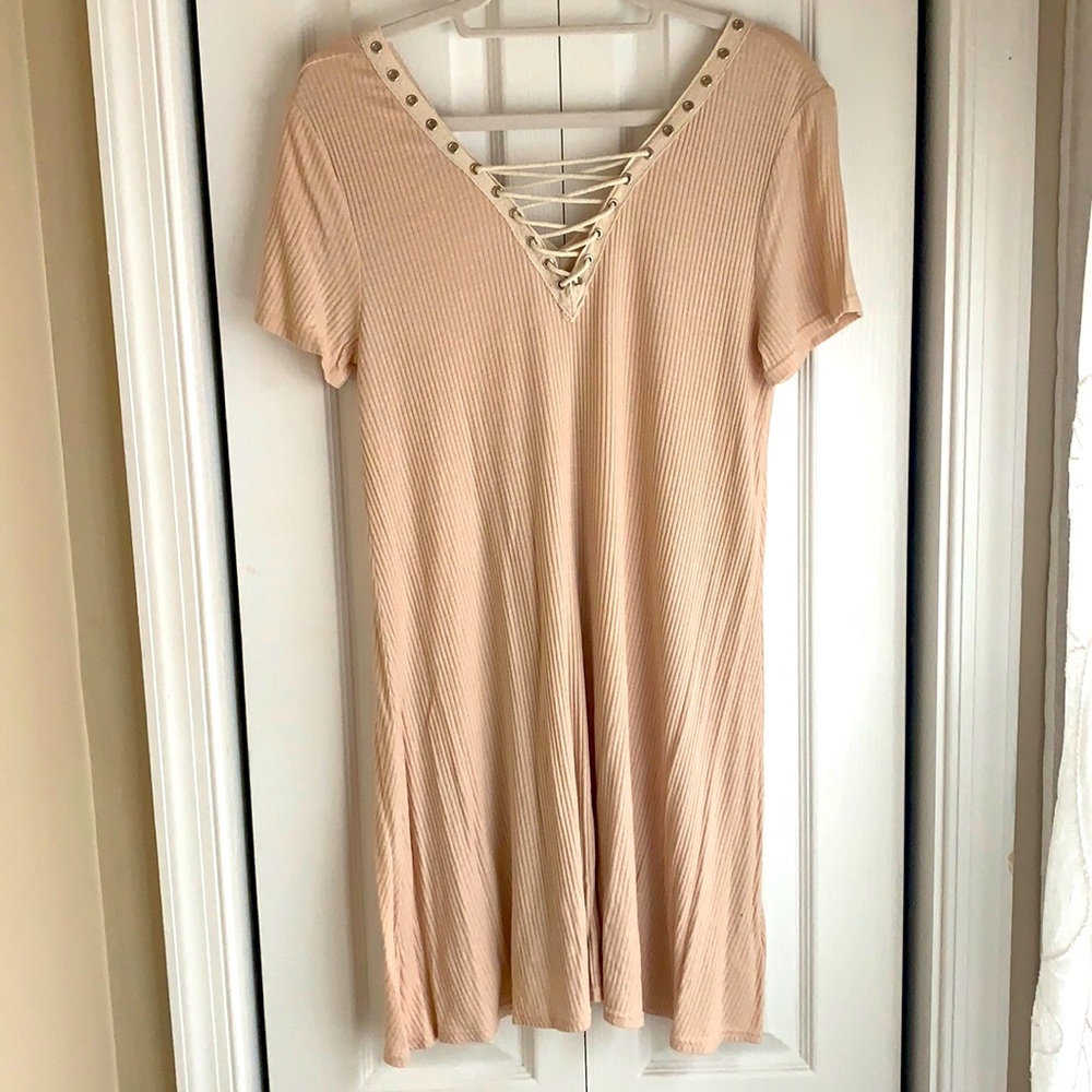 Light Pink Dress with Tie/Stud detail (L)
